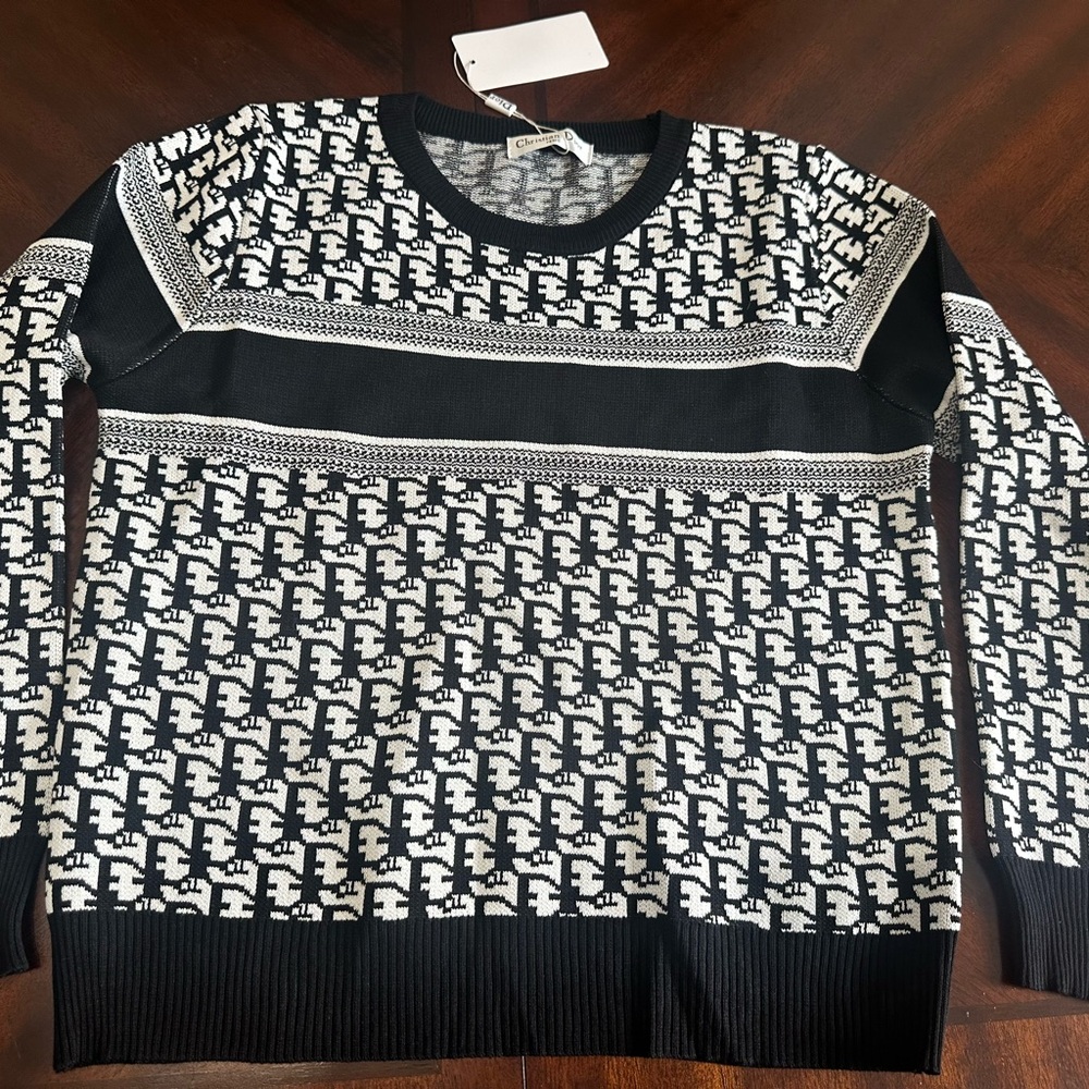 Dior Monogram Black and White Crewneck Sweater